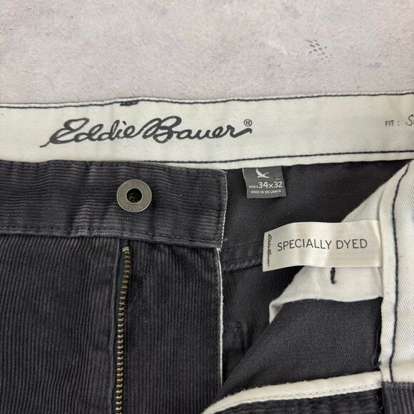 Eddie Bauer Corduroy Pants Men's 34x32 (Act 35x30) Gray Straight Leg Relaxed - Picture 3 of 12